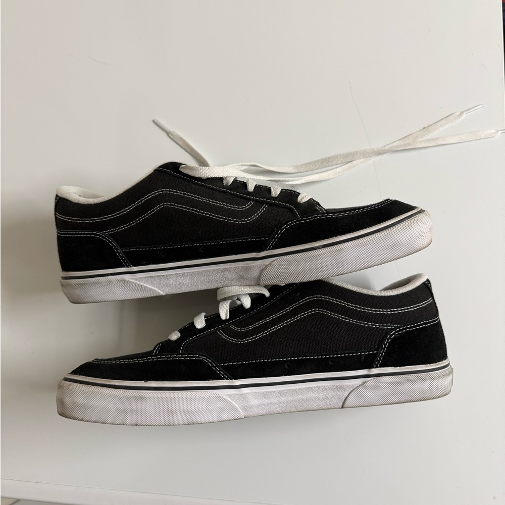Vans Men's Black and White Canvas Sneakers - Picture 5 of 7